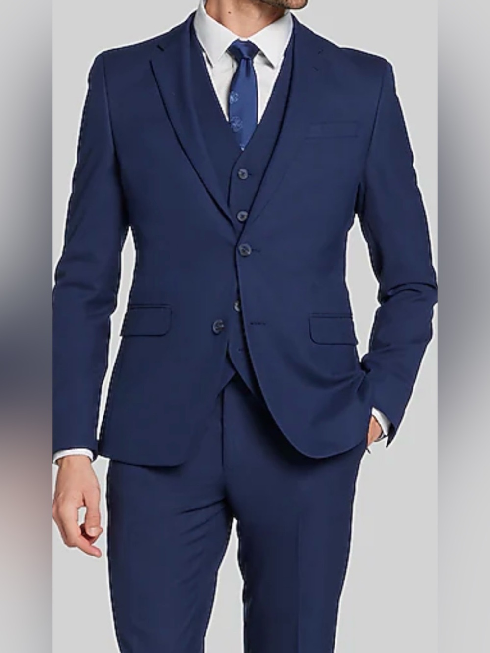 Egara Men's Slim Fit Suit Jacket Blazer - Blue Postman Dark Navy